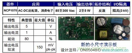 用于低功率AC-DC適配器、消費電子等應(yīng)用NCP1075 2到5 W參考設(shè)計。