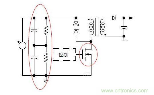 反激轉(zhuǎn)換器中的串聯(lián)大電容電路及單顆1，000VMOSFET