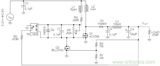 圖2：基于MOSFET的焦耳小偷電路。