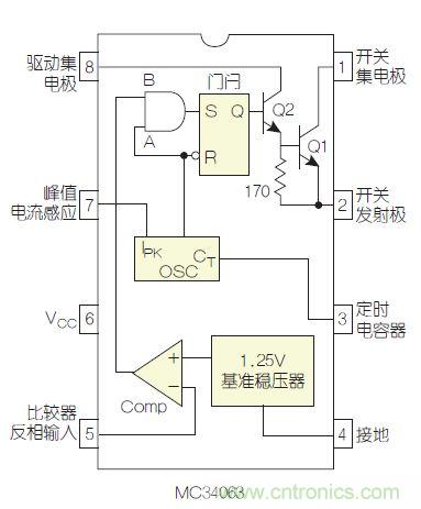 圖2：MC34063是該電路核心。