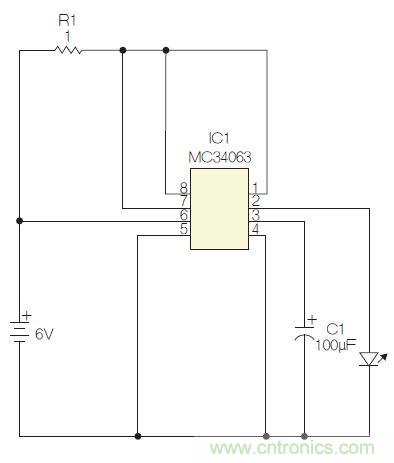 圖1：閃光燈標電路圖。