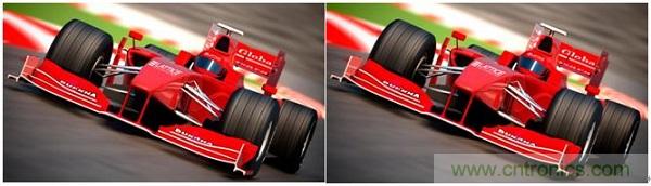 右側(cè)圖片按照DSC規(guī)范進(jìn)行了2.5x壓縮，左側(cè)圖片未經(jīng)壓縮。瀏覽者很難看出兩者的差別。