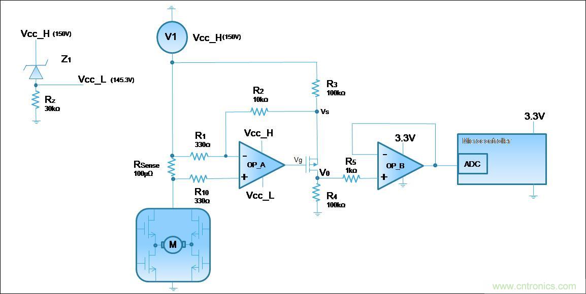 低壓運(yùn)放如何檢測(cè)高壓上橋臂電流？