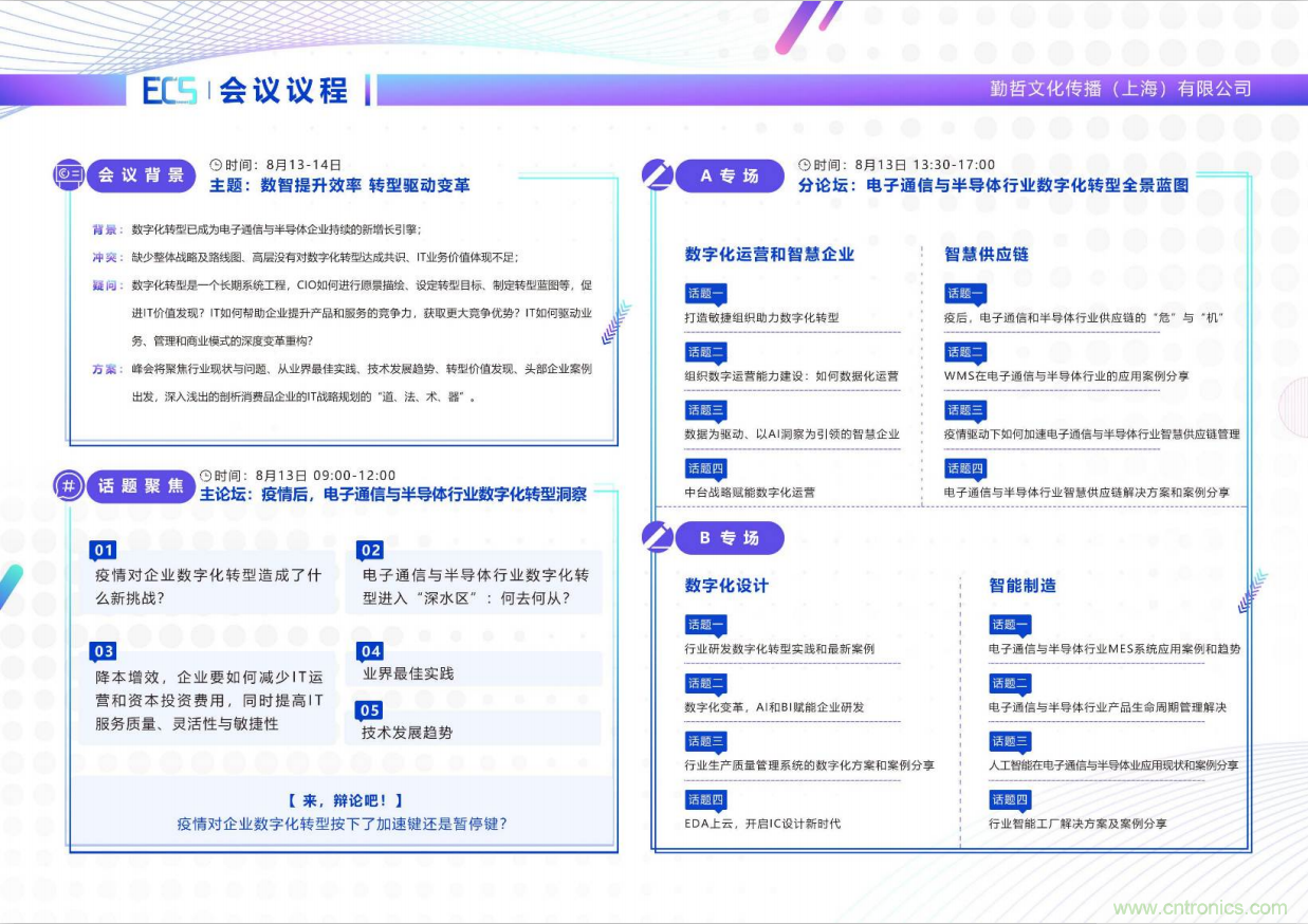 ECS 2020|第二屆中國電子通信與半導(dǎo)體CIO峰會(huì)正式啟動(dòng)！