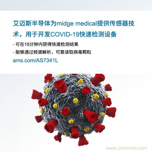 艾邁斯為midge medical提供傳感器技術,用于開發(fā)COVID-19快速檢測設備