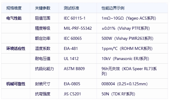 電阻器分類、規(guī)格要素及全球頭部廠商對比分析